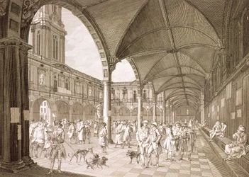 Interior do Royal Exchange, Londres, 1788 (gravura em cobre)